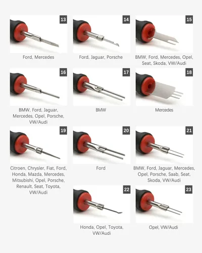 Vista 4 de Kit de liberación de terminales de 23 piezas, conector de cable universal, herramienta de liberación de pin de extracción de clavijas, juego