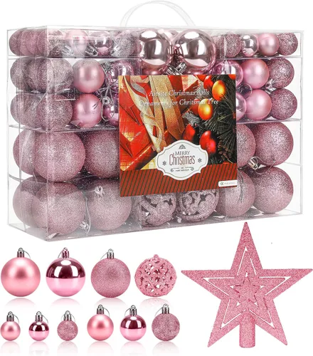 Vista 13 de Aitsite Juego de 100 adornos para árbol de Navidad, miniesferas inastillables para decoración de Navidad (negro)
