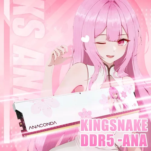 Vista 2 de ANACOMDA Girl ANA Kingsnake DDR5 RAM 32 GB (2 x 16 GB) 6400 MHz CL36 288 pines memoria de escritorio con disipador de calor, fabricado en Taiwán