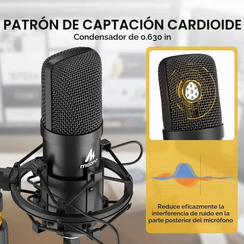Vista 3 de Kit de micrófono USB MAONO 192KHZ/24BIT AU-A04T para PC, micrófono condensador cardioide para podcast, transmisión, Plug & Play para computadora