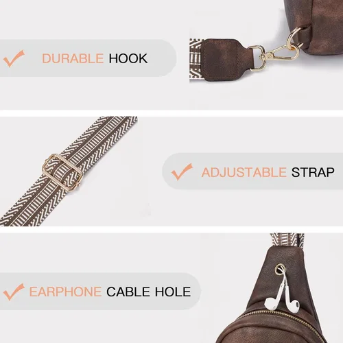 Vista 123 de Telena Riñonera pequeña para mujer, de cuero, cangureras, bolsa de pecho para mujer