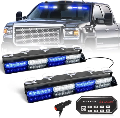 Vista 15 de HLauto Luces Estroboscópicas de Emergencia para Tablero 604N: 2x16.8 pulgadas Luz de Seguridad Ámbar Blanca con Take Down, Barra de Luz