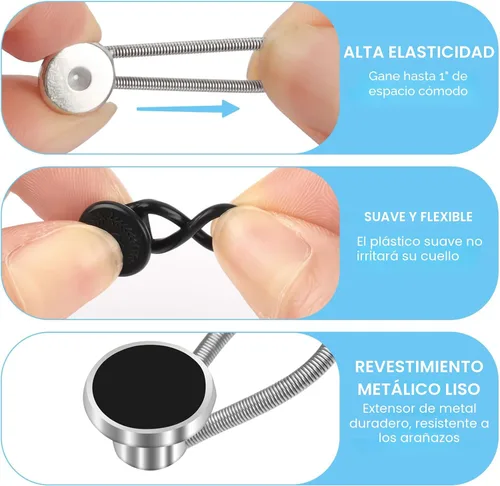 Vista 3 de PEASUG 16 extensores de cuello para camisas de hombre, extensor de botón elástico para camisas de vestir, corbata, extensores de cuello