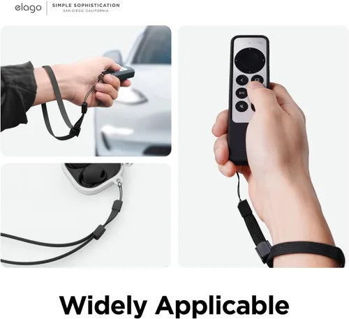 Vista 5 de elago Cordón compatible con AirPods Pro 2, correa de muñeca de nailon, seguridad adicional, botón ajustable, ampliamente aplicable