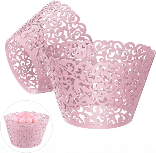 Vista 8 de Gospire 50 envolturas de papel de filigrana con encaje perlado, oro brillante, para bodas, bautizos, aniversarios, compromisos, cumpleaños, baby