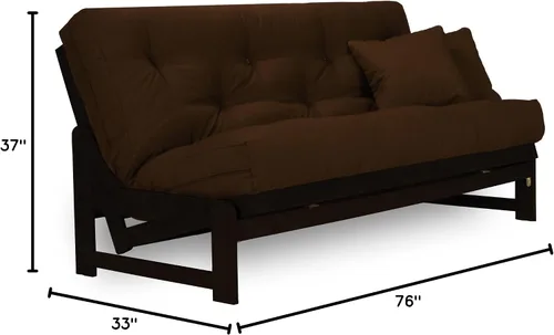 Vista 2 de Nirvana Futons Arden Dark Espresso - Juego de futón de tamaño matrimonial o queen, marco de futón de madera sin brazos con colchón