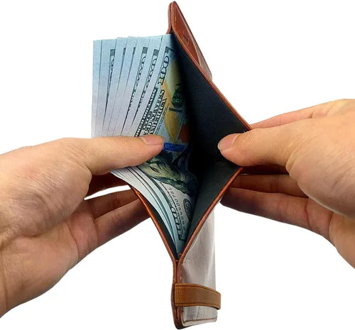Vista 4 de Juego de tarjetero para pasaporte y vacuna, funda con protector transparente de ranura para tarjeta de vacunación, bloqueo RFID de cuero