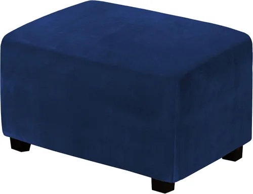 Vista 11 de H.VERSAILTEX Terciopelo de lujo de felpa de una pieza, rectangular, elástica, funda plegable para taburete o almacenamiento, cubierta elástica