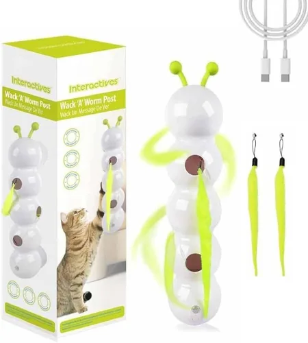 Vista 14 de Caterpillar - Juguete inteligente interactivo para gatos, juguetes recargables activados por movimiento, resistentes a las mordeduras, juguetes