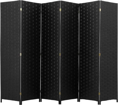 Vista 16 de PayLessHere Divisor de ambientes de malla de madera de 6 pies, tejido a mano, pantalla de división portátil plegable para interiores de 4 paneles