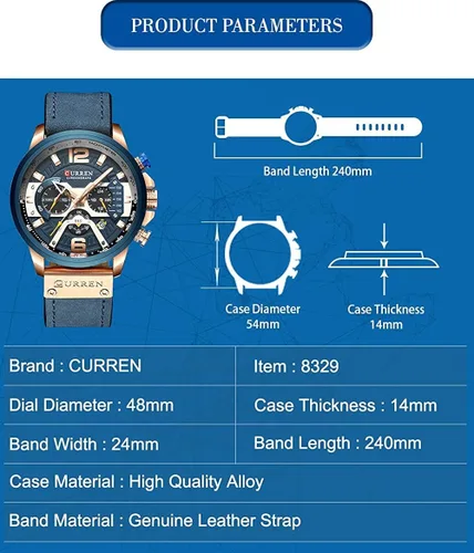 Vista 7 de HOLUNS Reloj de cuero para hombre, cronógrafo de función completa, impermeable, acero inoxidable, relojes de cuarzo negro, Negro -, Cronógrafo