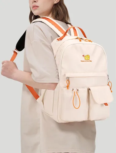 Vista 3 de Lanola Lightweight Backpacks for Girls Kids Fashion Backpacks Middle School Bags Women Casual Daypack - Beige