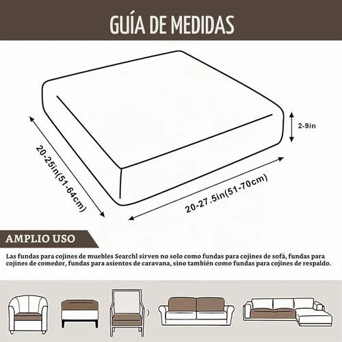 Vista 4 de SearchI Fundas de cojín elásticas impresas para sofá, fundas de cojín de repuesto para sofá, protector de muebles suave con parte inferior elástica