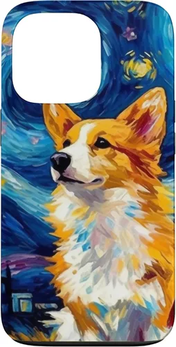 Vista 10 de Carcasa para iPhone 16 Welsh Corgi Dog Starry Night Van Gogh Welsh Corgi