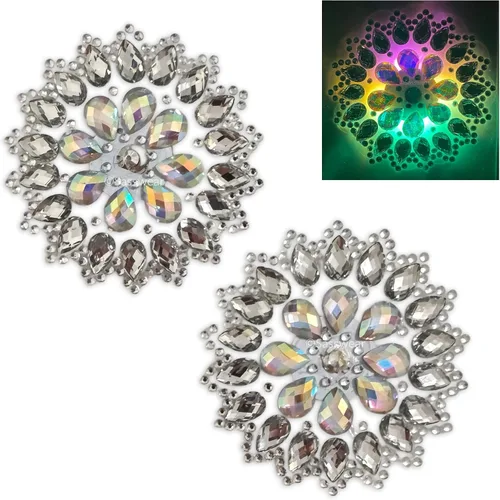 Vista 2 de Sasswear Cubiertas de pezones con luz de diamantes de imitación, gemas para el cuerpo, joyas brillantes, calcomanías de cristal para festivales