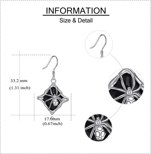 Vista 3 de Pendientes de corazón de brujas, rosa gótica, estetoscopio, calavera, plata de ley 925, joyería gótica de rosa negra para mujer