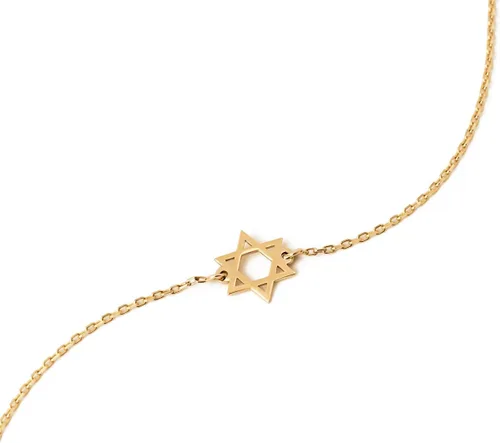 Vista 4 de Pulsera de oro sólido de 14 quilates con estrella de David para mujer, pulsera cristiana de oro real de 14 quilates, pulsera de protección de oro