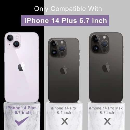 Vista 7 de DEENAKIN Funda compatible con iPhone 14 Plus con protector de pantalla, funda mejorada para cámara, goma de gel de silicona suave probada contra