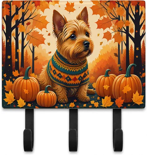 Vista 20 de Affenpinscher - Correa de otoño o llavero Affenpinscher Fall artwork on ceramic tile with three steel hooks for keys, leashes, towels
