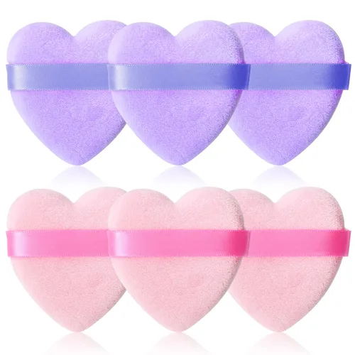 Vista 18 de 12 piezas de polvo en forma de corazón, soplo cosmético para cara, lavable, reutilizable, suave, esponja en polvo, esponja de maquillaje
