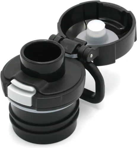 Vista 2 de Tapa abatible de repuesto de boca estándar puede usarse con Hydroflask, Simple Modern Ascent, Classic Klean Kanteen. (Negro)