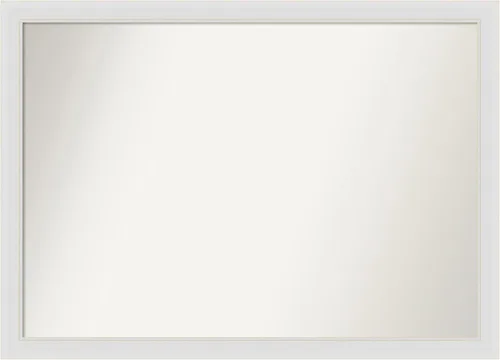 Vista 412 de Amanti Art Espejo de baño blanco para sobre el fregadero, 24 x 26 pulgadas, espejo rectangular blanco y blanco, marco de madera contemporáneo