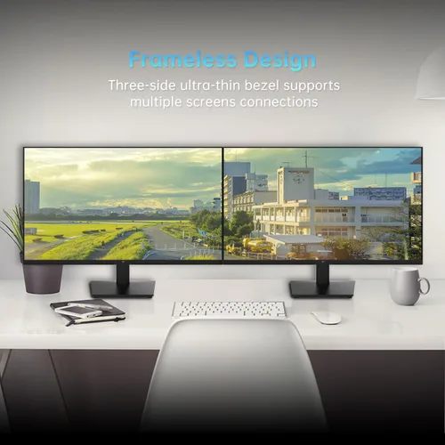Vista 6 de KTC – Monitor de computadora de 24 pulgadas 1080P Full HD, 100Hz HDR10 sin marco, monitor de juegos con Freesync, puertos HDMI y VGA, monitor de PC