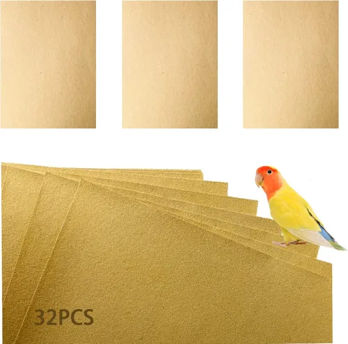 Vista 8 de Hamiledyi 12 piezas de papel de grava de pájaro especial de arena marina para jaula de loro, grava, alfombrilla de papel de grava de 17 x 11