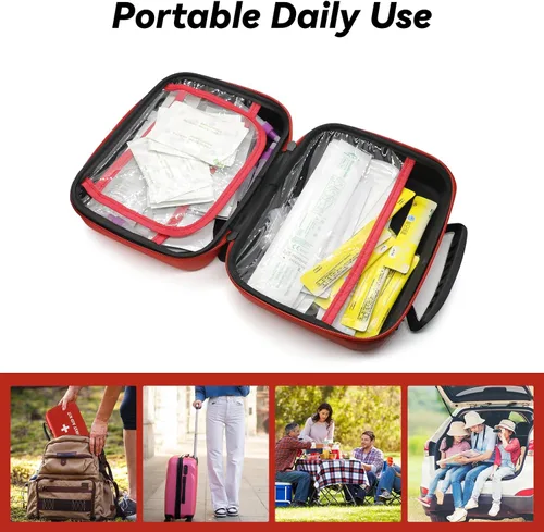 Vista 3 de Faylapa Bolsa de primeros auxilios de viaje, bolsa vacía de primeros auxilios, 9 x 7 x 3 pulgadas, bolsa organizadora de primeros auxilios portátil