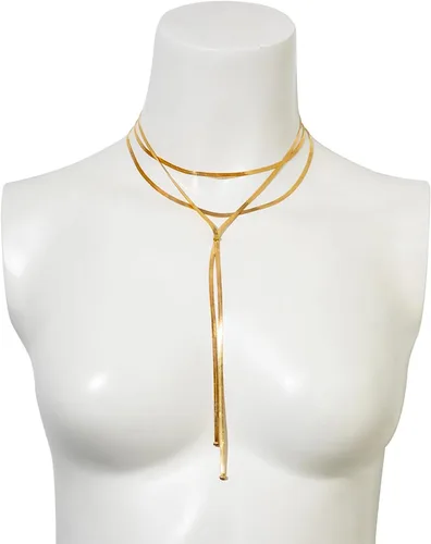 Vista 7 de Collares largos de oro para mujer, collares de oro Lariat, collar de espiga para mujer, collares dorados gruesos, collar de cadena de serpiente