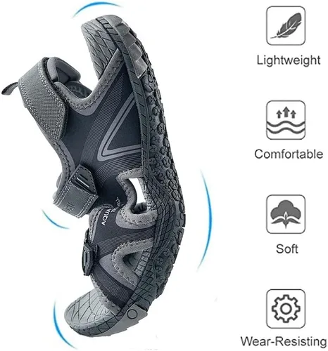 Vista 4 de QUANDELI Sandalias deportivas para hombre, sandalias de agua con punta abierta con soporte de arco, impermeables, ligeras, informales, atléticas