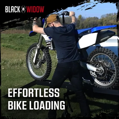 Vista 4 de Black Widow Portabicicletas Pro de Aluminio Anodizado para Bicicletas de Tierra para Bicicletas de Adultos, Motocicletas o Bicicletas de Neumáticos