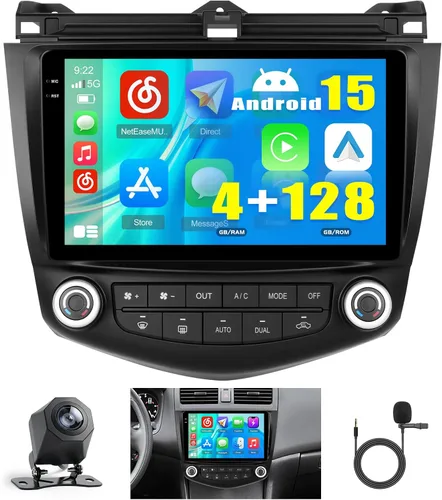 Vista 8 de Radio de coche Android 2+64G para Honda Accord 2003 2004 2005 2006 2007, 9 pulgadas pantalla táctil Radio inalámbrico Carplay Android Auto, WiFi