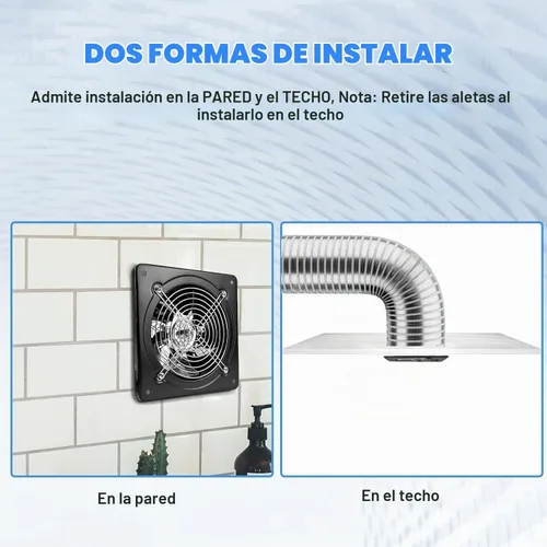 Vista 6 de iMeshbean Extractor de 12 pulgadas, ventilador de escape de pared 1226CFM para cocina, baño, ventilador extractor de metal ideal para ático, garaje