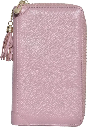 Vista 2 de Easyoulife - Monedero de cuero con cremallera, billetera portatarjetas para mujer, bloqueo RFID