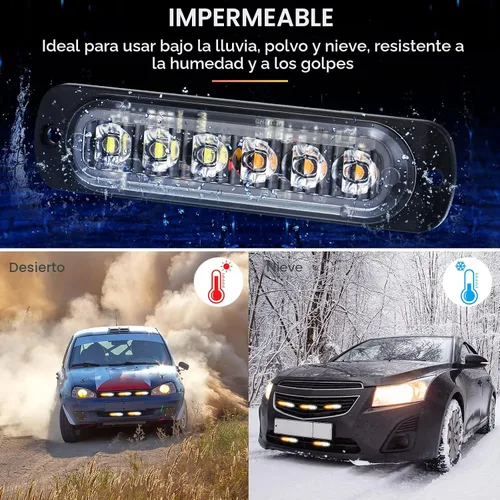 Vista 6 de Paquete de 20 luces LED estroboscópicas de emergencia, 6 LED ámbar y blanco, luces intermitentes de montaje en superficie, luces intermitentes