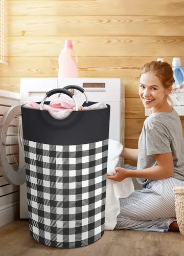Vista 7 de BlissTotes Cesta de lavandería, cesta de ropa sucia, cestas para lavandería, cesta de lavandería para ropa con asas impermeables para almacenamiento