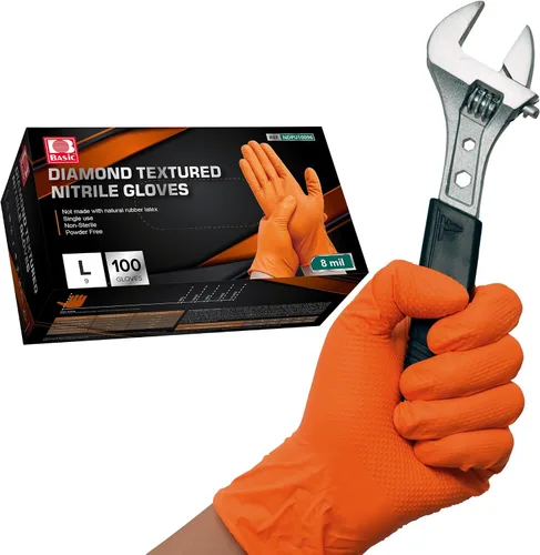 Vista 10 de Jointown Guantes Básicos de Nitrilo de Servicio Pesado, Guantes de Mecánico de Nitrilo Desechables de 8 Mil, con Textura de Diamante Elevada, Caja