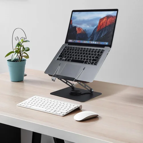Vista 7 de comfoyar Soporte de libro para lectura, soporte plegable de lectura para libros de texto con base giratoria de 360° y clips elásticos para página