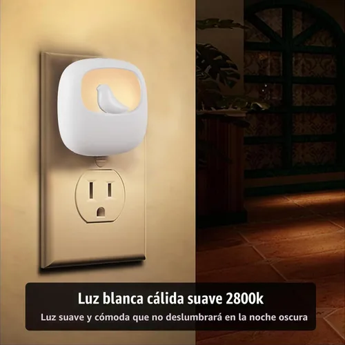 Vista 3 de VAVOFO Luz nocturna LED con sensor automático, paquete de 4, 2900-3200K blanco cálido, bonito diseño de pájaro, lámpara de noche de pared