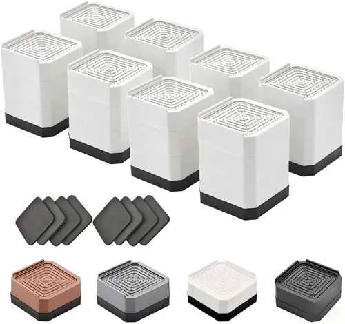 Vista 32 de EclatBain Elevadores rectangulares para cama, elevadores de muebles rectangulares de alta resistencia, con bloques ajustables de elevación de hasta