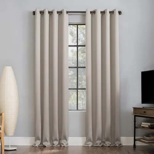 Vista 58 de Sun Zero Nordic - Juego de 2 paneles de cortinas con ojales de grado teatral extremo 100% opacas, 104" x 96" (2* 52" x 96"), cortinas opacas blanco