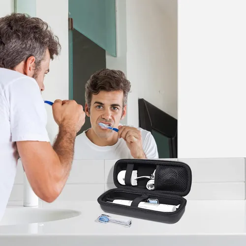 Vista 8 de Estuche de viaje duro para cepillo de dientes Oral-B/Sonicare con bolsillo de malla Negro