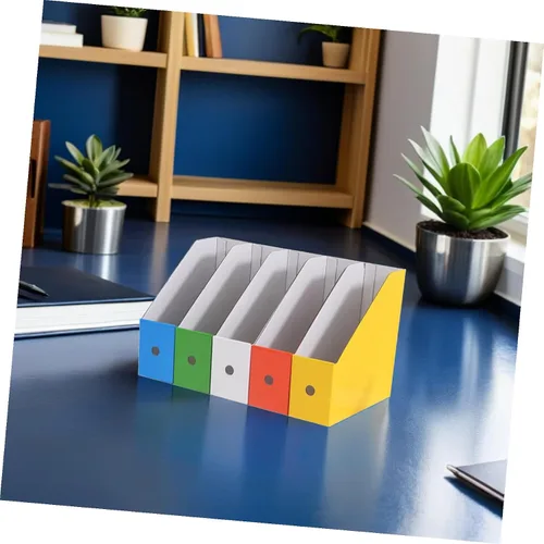 Vista 7 de Paper File Storage Rack Desktop Organizer Office Document Holder for Study and Workspaces Paper Construction with Easy-Clean Surface Practical with