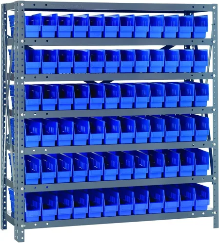 Vista 107 de Quantum QSBU-245BK Heavy Duty Shelving Unit with (7) Shelves and (24) QUS245 Black Bins for Garage Warehouse Storage Distribution 400 lb Load