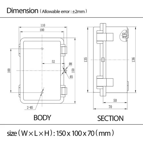 Vista 8 de Caja de conexiones de plástico ABS, IP65 resistente al agua y al polvo, recinto eléctrico universal, carcasa con bisagras para uso en interiores