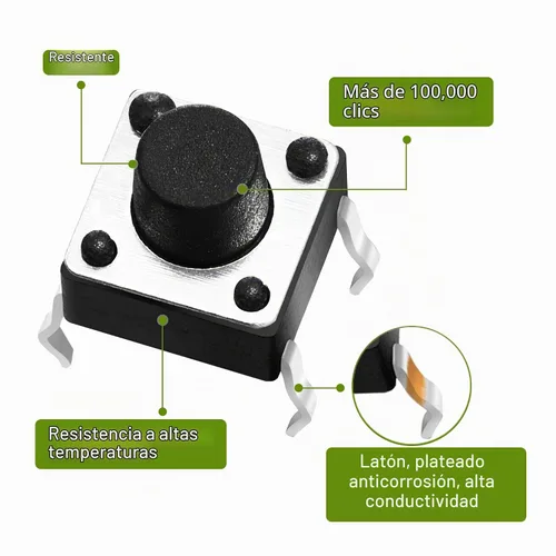 Vista 4 de Chanzon Interruptor táctil Botón Micro 0.236x0.236 in 4pin 200pcs Kit