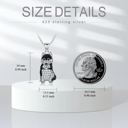 Vista 108 de Collares con colgante de perro de plata de ley S925 – 24 razas corgi/husky/labrador/pastor para mujer