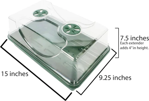 Vista 2 de EarlyGrow 93763 propagador medio con cúpula para semillas y hierbas con extensión de altura lateral ventilada, verde