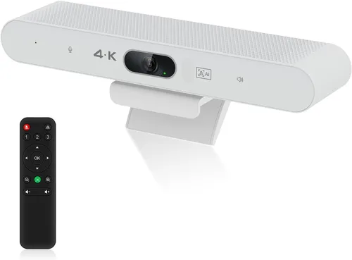 Vista 9 de Cámara de sala de conferencias de audio y video 4K Pro con control remoto para Windows TV, cámara web HD alimentada por IA con micrófono y altavoz